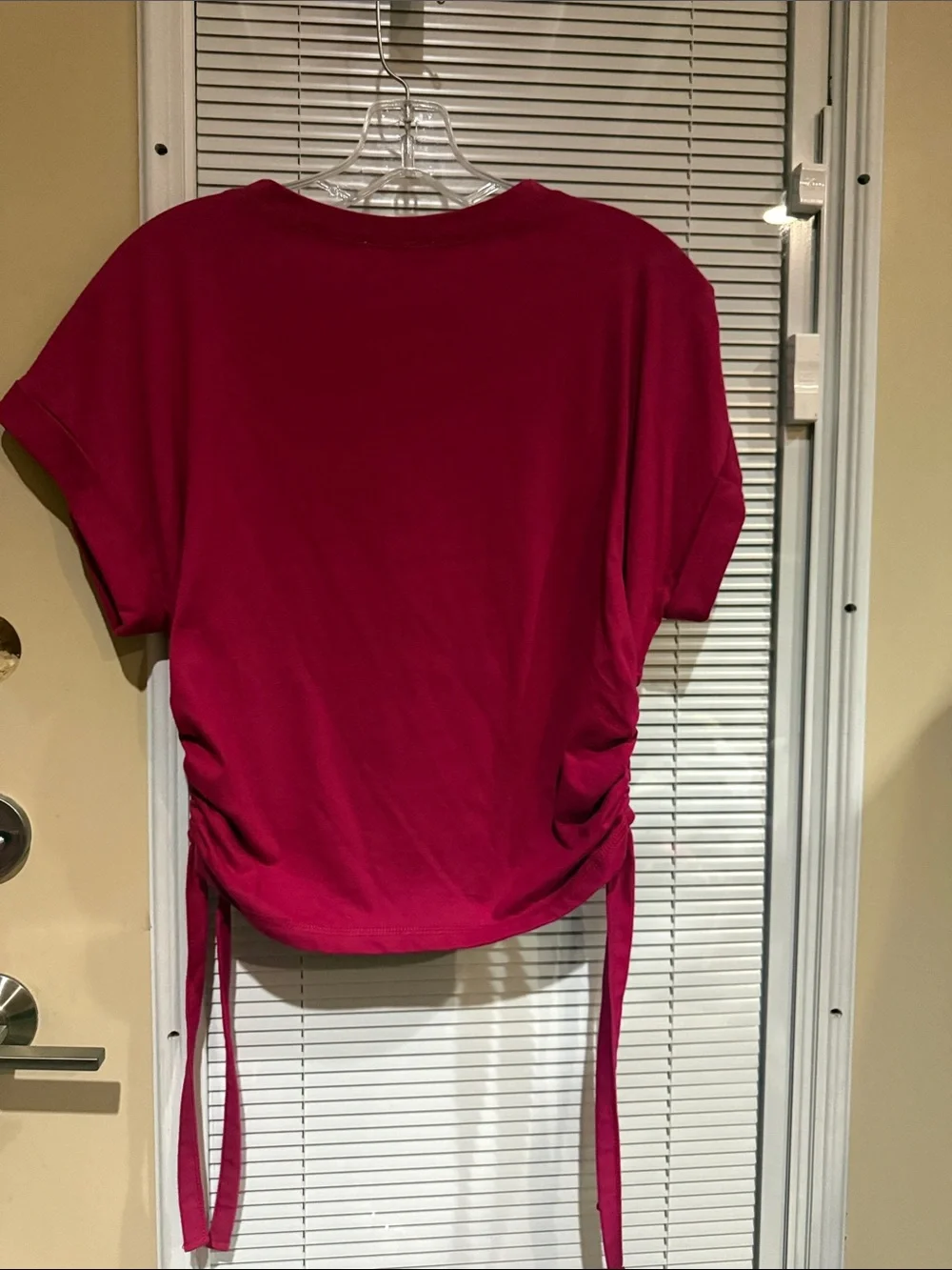 Sam Edelman Berry Short Sleeve Ruched Side Tie Top